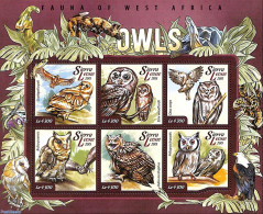Sierra Leone 2015 Owls, Mint NH, Nature - Birds Of Prey - Butterflies - Owls - Prehistoric Animals - Snakes - Turtles .. - Préhistoriques