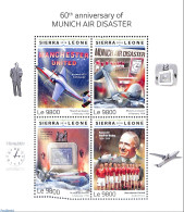 Sierra Leone 2018 60th Anniversary Of Munich Air Disaster, Mint NH, Transport - Aircraft & Aviation - Art - Clocks - Aviones