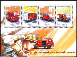 Guinea Bissau 2014 Fire Engines, Mint NH, Transport - Automobiles - Fire Fighters & Prevention - Voitures