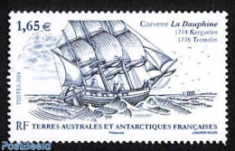 French Antarctic Territory 2024 Corvette La Dauphine 1v, Mint NH, Transport - Ships And Boats - Unused Stamps