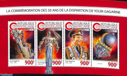 Central Africa 2018 Yuri Gagarin 4v M/s, Mint NH, Transport - Space Exploration - Centrafricaine (République)