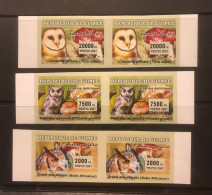 GUINEA 2007 Birds Owls 2 X 3v Pairs IMPERF MNH - Sonstige & Ohne Zuordnung