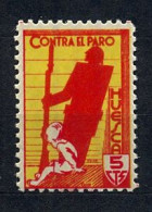 EMISIONES LOCALES GUERRA CIVIL , HUESCA  , FESOFI 16 ** , CONTRA EL PARO - Spanish Civil War Labels