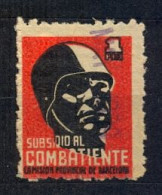 EMISIONES LOCALES GUERRA CIVIL , COMISIÓN PROVINCIAL DE BARCELONA   , FESOFI 138 CANCELADO , SUBSIDIO AL COMBATIENTE - Spanish Civil War Labels