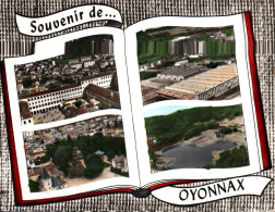 RECTO/VERSO - CPSM - OYONNAX - MULTI VUE AERIENNES - ECOLE ET SALON DES PLASTIQUES - PARC - LAC GENIN - Oyonnax