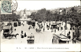 CPA Lyon Rhône, Place Perrache, Ausgang Vom Bahnhof - Other & Unclassified