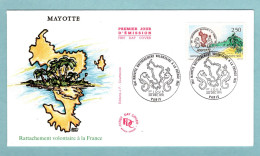 FDC France 1991 - Rattachement Volontaire De Mayotte à La France - YT 2735 - Paris - 1990-1999