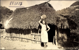 CPA Jacala Mexiko, Mädchen Mit Wasserkrug, Wohnhaus, Strohdach - Mexique