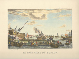 ESTAMPE LE PORT VIEUX DE TOULON Animée GOELETTE RADE VIEUX GREEMENT VAR - Prints & Engravings