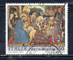 ITALIA REPUBBLICA ITALY REPUBLIC 1970 POSTA AEREA AIR MAIL NATALE CHRISTMAS NOEL WEIHNACHTEN NAVIDAD LIRE 150 USATO USED - 1961-70: Oblitérés