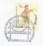 Portugal Cachet Commemoratif 2001 Conseil Ministres Des Transports Europe Event Pmk Europa Council Transport Ministers - Europese Gedachte