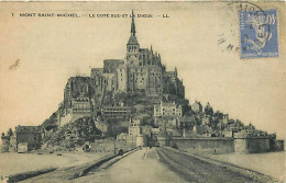 50 - Le Mont Saint Michel - Le Coté Sud Et La Digue - Voyagée En 1930 - Etat Léger Pli Visible - CPA - Voir Scans Recto- - Le Mont Saint Michel