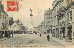 51 - Reims - La Rue De L'Etape Et La Fontaine Subé - Animée - Oblitération Ronde De 1912 - CPA - Voir Scans Recto-Verso - Reims