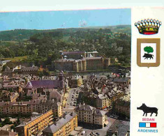 08 - Sedan - Vue Aérienne - La Place D'Armes - L'Eglise Saint Charles - Le Château Fort - Blasons - Flamme Postale De Se - Sedan