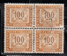 ITALIA REPUBBLICA ITALY REPUBLIC 1955 1957 SEGNATASSE POSTAGE DUE TAXE TASSE 100 LIRE STELLE STARS USATO USED OBLITERE' - Postage Due