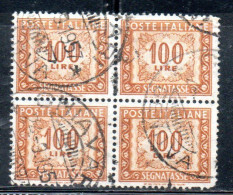 ITALIA REPUBBLICA ITALY REPUBLIC 1955 1957 SEGNATASSE POSTAGE DUE TAXE TASSE 100 LIRE STELLE STARS USATO USED OBLITERE' - Postage Due