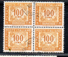 ITALIA REPUBBLICA ITALY REPUBLIC 1955 1957 SEGNATASSE POSTAGE DUE TAXE TASSE 100 LIRE STELLE STARS USATO USED OBLITERE' - Impuestos