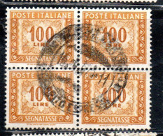 ITALIA REPUBBLICA ITALY REPUBLIC 1955 1957 SEGNATASSE POSTAGE DUE TAXE TASSE 100 LIRE STELLE STARS USATO USED OBLITERE' - Portomarken