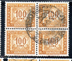 ITALIA REPUBBLICA ITALY REPUBLIC 1955 1957 SEGNATASSE POSTAGE DUE TAXE TASSE 100 LIRE STELLE STARS USATO USED OBLITERE' - Postage Due