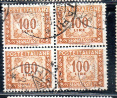 ITALIA REPUBBLICA ITALY REPUBLIC 1955 1957 SEGNATASSE POSTAGE DUE TAXE TASSE 100 LIRE STELLE STARS USATO USED OBLITERE' - Portomarken