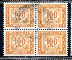 ITALIA REPUBBLICA ITALY REPUBLIC 1955 1957 SEGNATASSE POSTAGE DUE TAXE TASSE 100 LIRE STELLE STARS USATO USED OBLITERE' - Postage Due