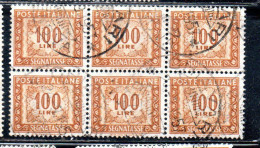 ITALIA REPUBBLICA ITALY REPUBLIC 1955 1957 SEGNATASSE POSTAGE DUE TAXE TASSE 100 LIRE STELLE STARS USATO USED OBLITERE' - Strafport