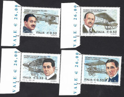 Italia 2003; Pionieri Dell’ Aviazione Italiana, Serie Completa Con Bordo A Sinistra. - 2001-10: Mint/hinged