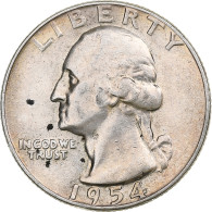 États-Unis, Quarter, Washington, 1954, Philadelphie, Argent, TTB, KM:164 - 1932-1998: Washington