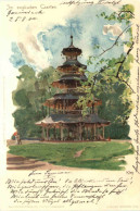 München - Im Englischen Garten - Litho - Muenchen