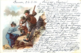 Bergsteiger - Litho - Alpinismus, Bergsteigen