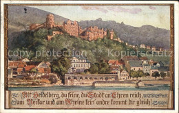 72092590 Heidelberg Neckar Schloss Alt Heidelberg Gedicht Scheffel Kuenstlerkart - Heidelberg