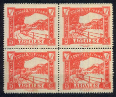 EMISIONES LOCALES GUERRA CIVIL, ARDALES - MÁLAGA, FESOFI Nº 1 **, ASISTENCIA SOCIAL , BLOQUE DE 4 - Spanish Civil War Labels