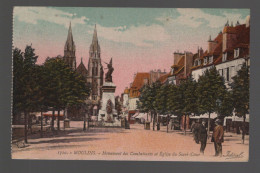 CPA - 03 - N°1720 - Moulins - Monument Des Combattants Et Eglise Du Sacré-Coeur - Petite Animation - Colorisée - 1928 - Moulins
