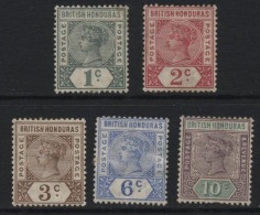 British Honduras (B08) 1891 Queen Victoria. 5 Different Values. Unused. Hinged. - Brits-Honduras (...-1970)