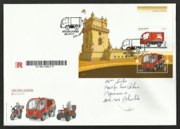 Portugal Europa CEPT 2013 Voiture Poste Fourgonnete électrique FDC Bloc Recommandée Postal Vehicles Electric Van R FDC - 2013