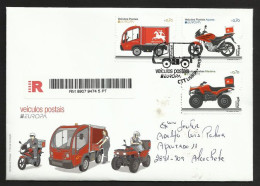 Portugal Madère Açores Europa CEPT 2013 Voitures Poste Moto FDC Recommandée Portugal Madeira Azores Postal Vehicles FDC - 2013