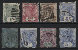 British Honduras (B09) 1891 Queen Victoria. 7 Different Values & 1 Overprint. Used. Hinged. - Honduras Britannique (...-1970)