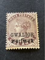 GWALIOR SG 18.  1 Anna Brown Purple MH* - Gwalior