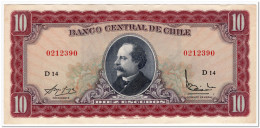 CHILE,10 ESCUDOS,ND,P.139,XF+ - Cile