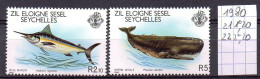 ZIL ELOIGNE SESEL Timbre Neuf MNH ** Année Year 1980 N° YT 21 Et 22 Marlin Espadon Baleine Whale - Seychelles (1976-...)