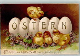 39600621 - Kueken Eier Veilchen Lithographie - Easter