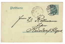 EP E.P. Entier Postale Ganzsache Deutschland Deutsches Reich Reisdorf Trier 1908 Postkarte 5 Pfennig Allemagne - Cartes Postales