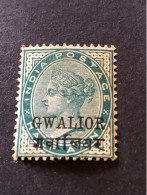 GWALIOR     1/2 Anna Blue Green. MH* - Gwalior