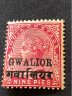 GWALIOR    SG 17  9 Pies Carmine MH**.  CV £45 - Gwalior