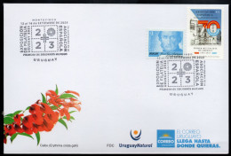 URUGUAY 2023 (Philatelic Exhibitions, Health Care, Mutualism, Hospital, Medicine, Spain) - 1 Cover With Special Postmark - Briefmarkenausstellungen