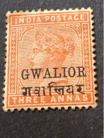 GWALIOR    SG 25. 3 Annas Orange. MH* - Gwalior