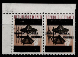 HAI-06- HAITI - 1966 - MNH - SCOUTS- PAIR- "TIMBRE MOBILE" OVPT-ERROR DOUBLE-ONE INVERTED - Haití