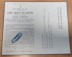 DP - Marie De Meyer - Struys - Petegem-Deinze 1889 - Deinze 1952 - Décès