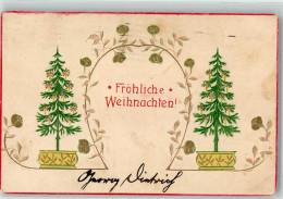 39601821 - Froehliche Weihnachten! Tannenbaeume Und Blumenbogen Jugendstil Koelling & Klappenbach - Sonstige & Ohne Zuordnung