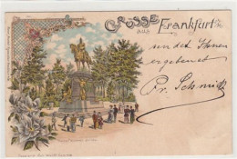39089321 - Frankfurt, Lithographie. Kaiser Wilhelm Denkmal Gelaufen, 1897. Leichter Stempeldurchdruck, Leicht Fleckig,  - Frankfurt A. Main